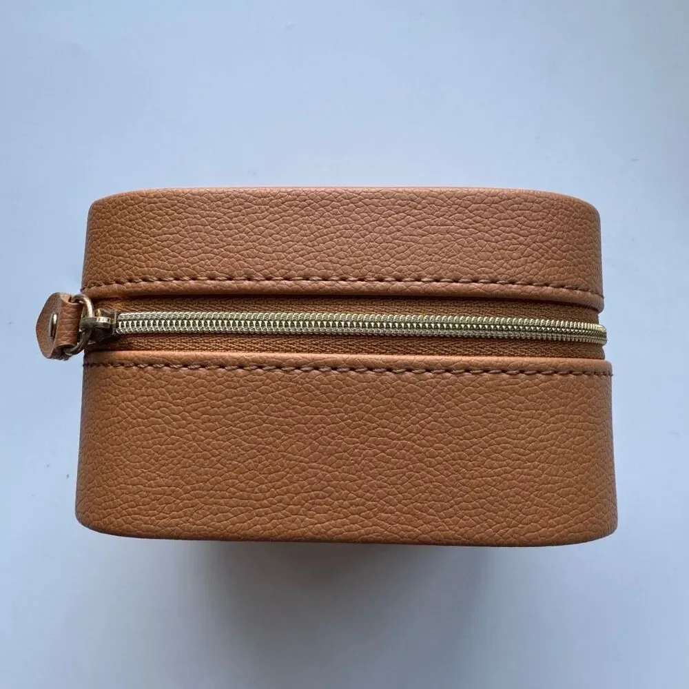 Samara Chestnut Vegan Leather Mini Organizer Portable Display Travel Jewelry Box